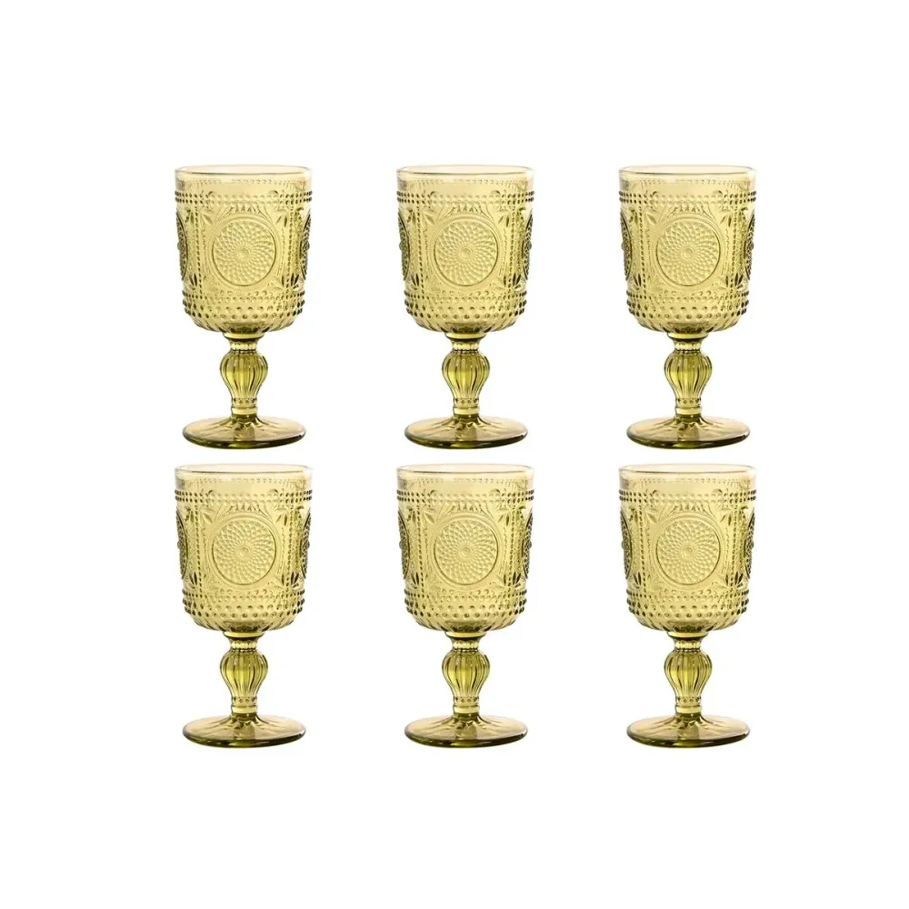 Set di Bicchieri Home ESPRIT Verde Cristallo 265 ml (6 Unità)