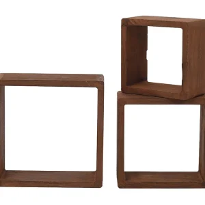Set 3 Mensole Libreria Quadrata Legno Ombroso Design Retro 26x26x9