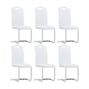 Set di 6 sedie da pranzo cantilever ecopelle bianca