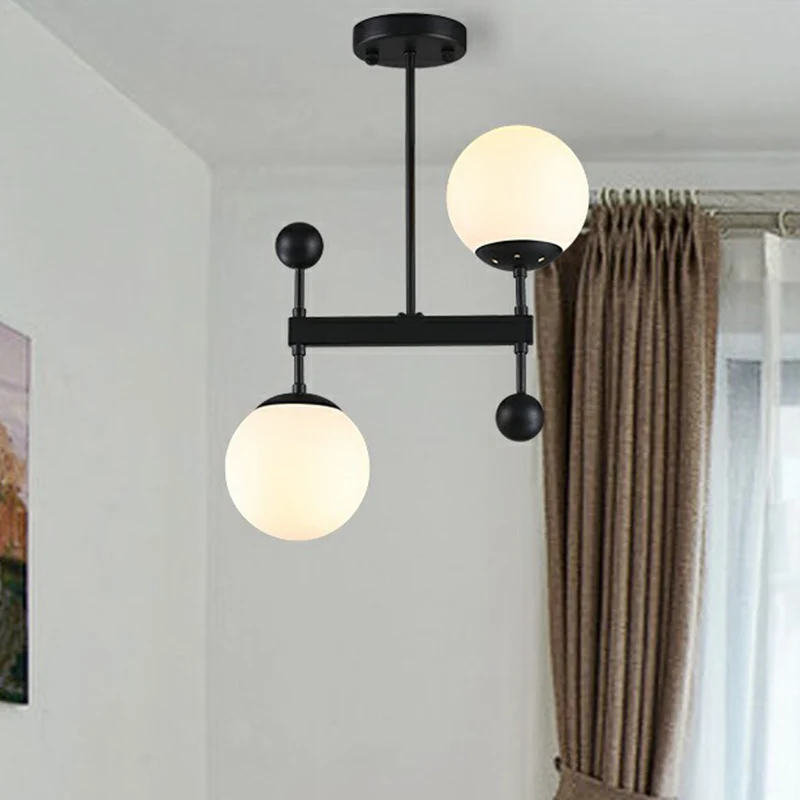 Sottobicchieri Lampadario sospensione sferico vetro opalino Lampadario minimalista 2 teste per sala da pranzo