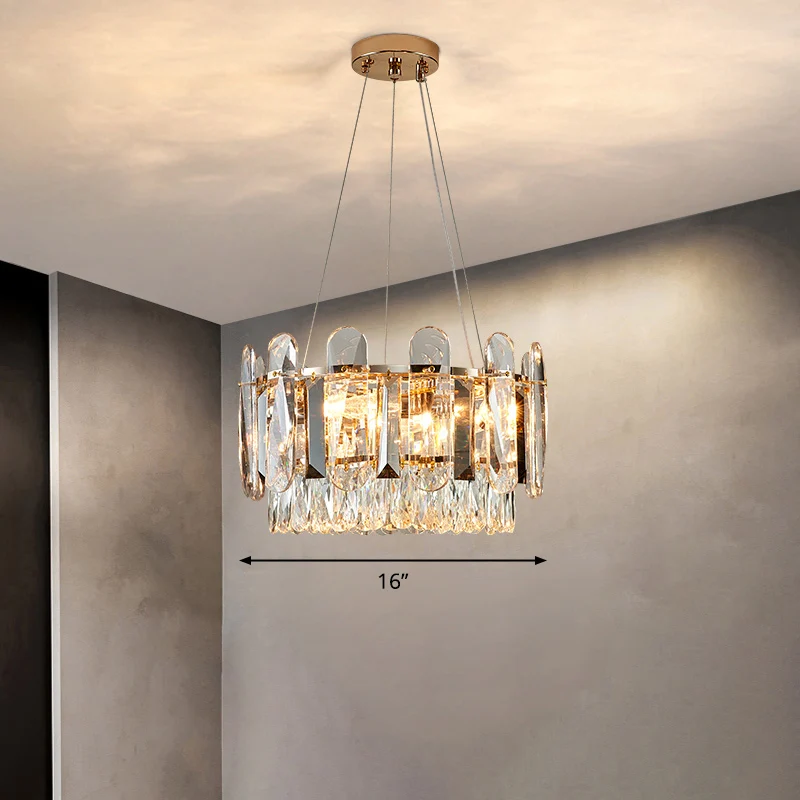 Sottobicchieri Lampadario sospensione soffitto minimalista cristallo trasparente con lampadario cerchio per sala da pranzo
